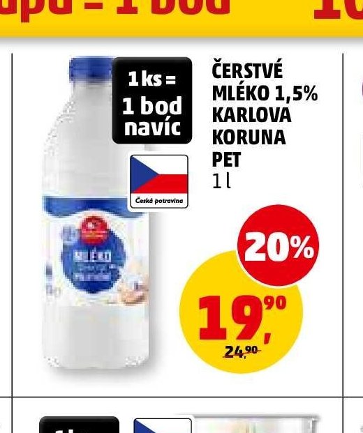 Čerstvé mléko 1,5% Karlova Koruna
