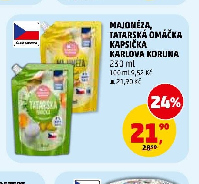 MAJONÉZA, TATARSKÁ OMÁČKA KAPSIČKA KARLOVA KORUNA