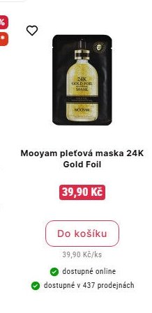 Mooyam pleťová maska 24K Gold Foil
