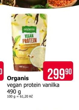 Organis vegan protein vanilka 490 g