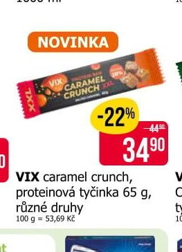 VIX caramel crunch, proteinová tyčinka 65 g, různé druhy