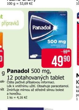 Panadol 500 mg, 12 potahovaných tablet