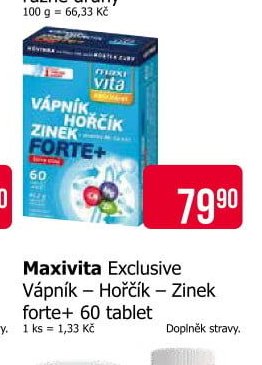 Maxivita Exclusive Vápník – Hořčík – Zinek forte+ 60 tablet