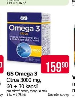 GS Omega 3 Citrus 3000 mg, 60 + 30 kapslí