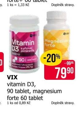 VIX vitamin D3, 90 tablet, magnesium forte 60 tablet