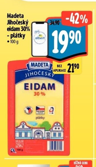 Madeta Jihočeský eidam 30% - plátky