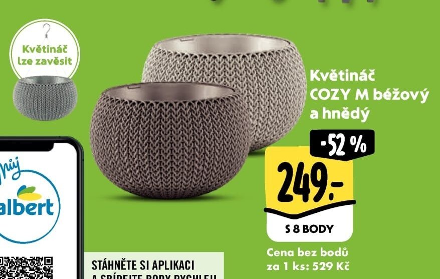 Květináč COZY M béžový a hnědý