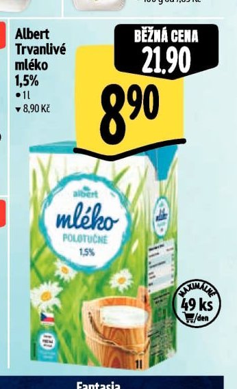 Albert Trvanlivé mléko 1,5%