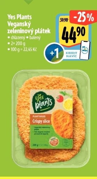 Yes Plants Veganský zeleninový plátek