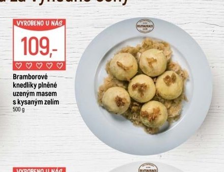 Bramborové knedlíky plněné uzeným masem s kysaným zelím