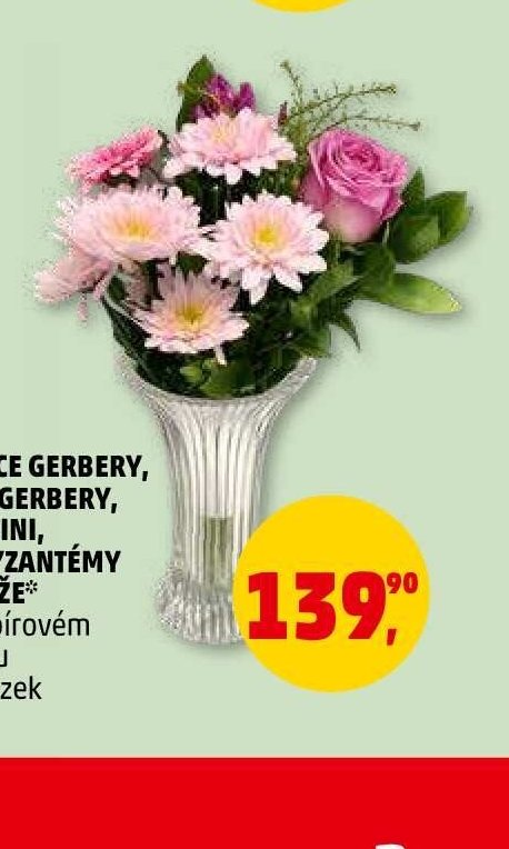 KYTICE GERBERY, MINIGERBERY, SANTINI, CHRYZANTÉMY A RŮŽE