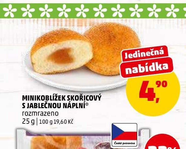 Minikoblížek skořicový s jablečnou náplní