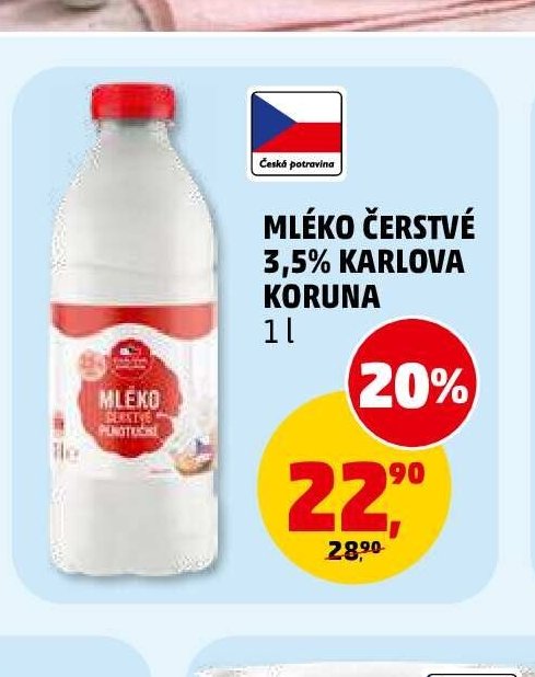 MLÉKO ČERSTVÉ 3,5% KARLOVA KORUNA