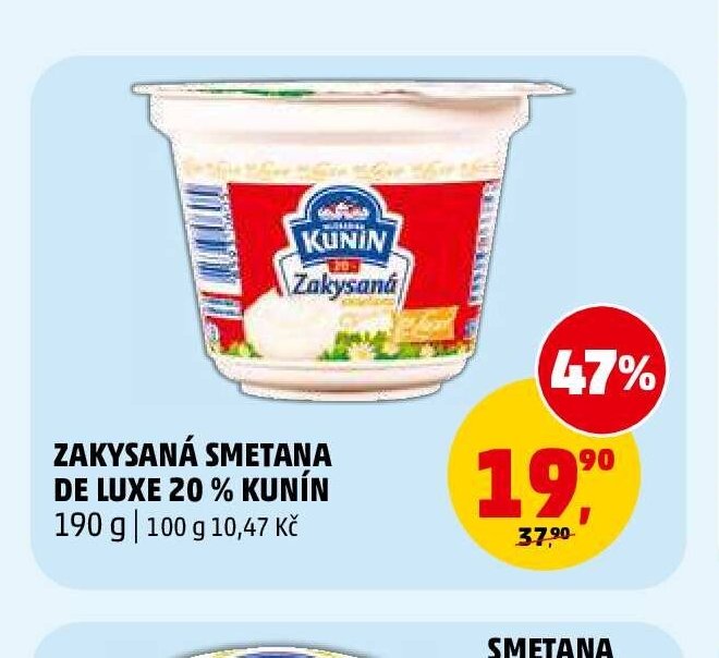 Zakysaná smetana de luxe 20% Kunín