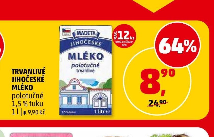 JIHOČESKÉ MLÉKO polotučné