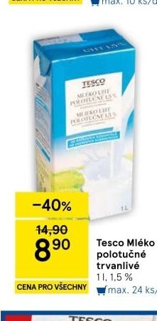 Tesco Mléko polotučné trvanlivé