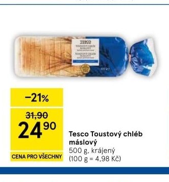 Tesco Toustový chléb máslový