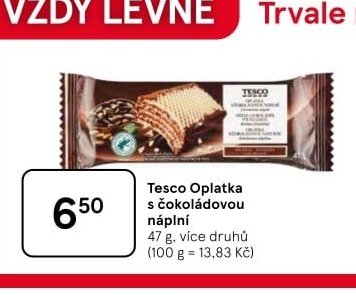 Tesco Oplatka s čokoládovou náplní