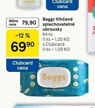 Beggs Vlhčené splachovatelné ubrousky