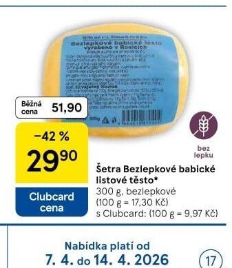 Šetra Bezlepkové babické listové těsto