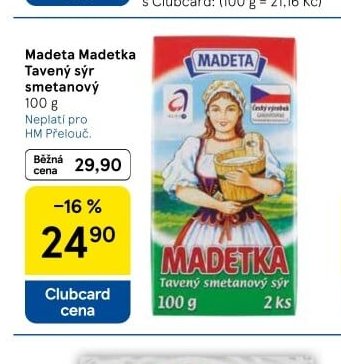 Madeta Madetka Tavený sýr smetanový