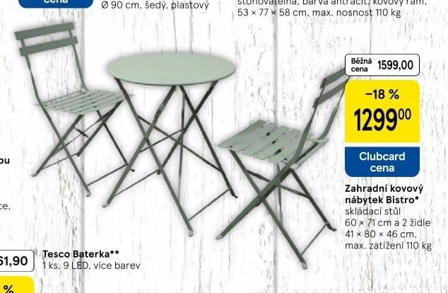 Zahradní kovový nábytek Bistro