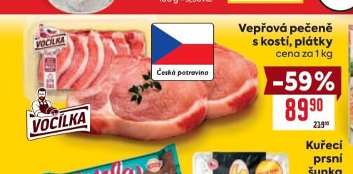 Vepřová pečeně s kostí, plátky