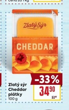 Zlatý sýr Cheddar plátky