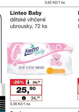 Linteo Baby dětské vlhčené ubrousky