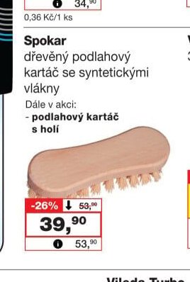 Spokar dřevěný podlahový kartáč