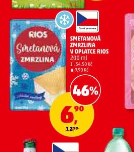Smetanová zmrzlina v oplatce Rios