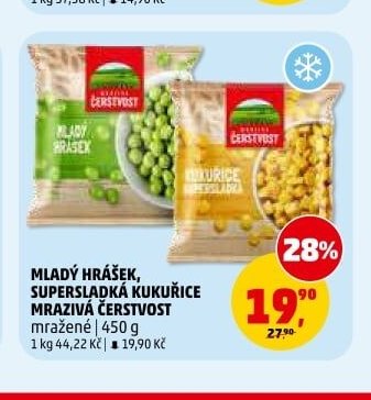 Mladý hrášek, supersladká kukuřice mražená Čerstvost