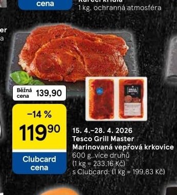 Tesco Grill Master Marinovaná vepřová krkovice