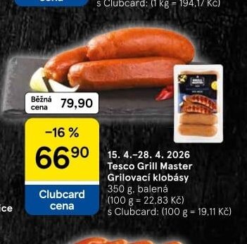 Tesco Grill Master Grilovací klobásy