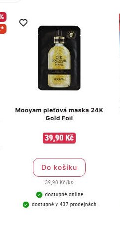 Mooyam pleťová maska 24K Gold Foil