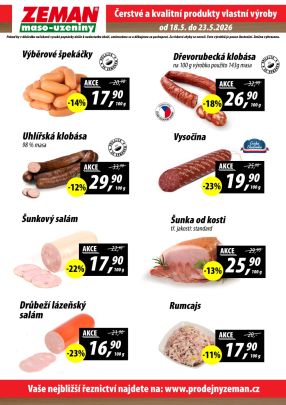 aktuální leták ZEMAN maso - uzeniny 18.5.2026-23.5.2026