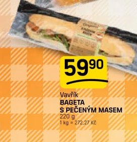 Vavřík BAGETA S PEČENÝM MASEM