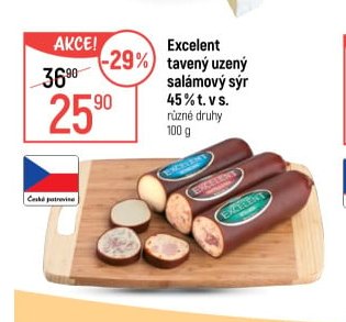 Excelent tavený uzený salámový sýr 45 % t. v s.