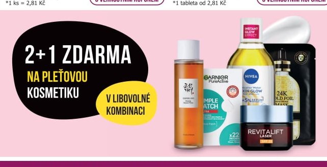 Pleťová kosmetika v akci 2+1 zdarma