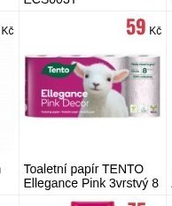 Toaletní papír TENTO Ellegance Pink 3vrstvý 8