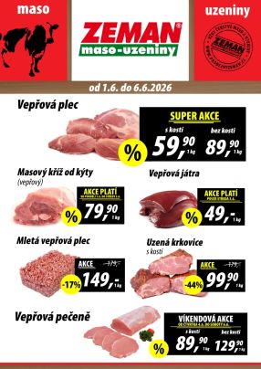 aktuální leták ZEMAN maso - uzeniny 1.6.2026-6.6.2026