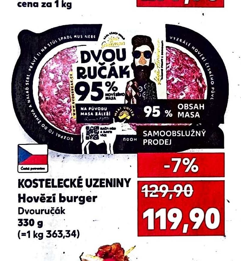 KOSTELECKÉ UZENINY Hovězí burger