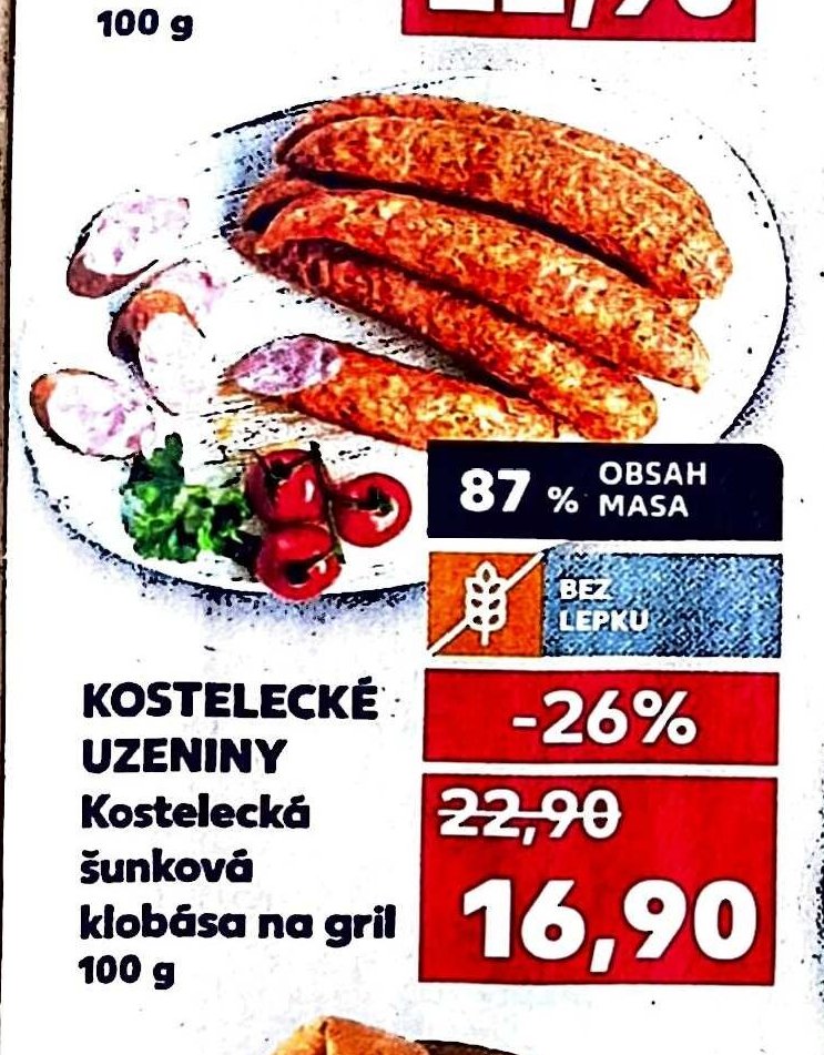 KOSTELECKÉ UZENINY Kostelecká šunková klobása na gril