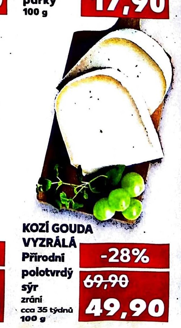KOZÍ GOUDA VYZRÁLÁ Přírodní polotvrdý sýr