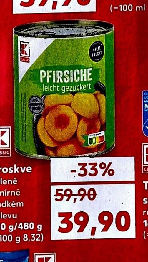 Broskve půlené v mírně sladkém nálevu