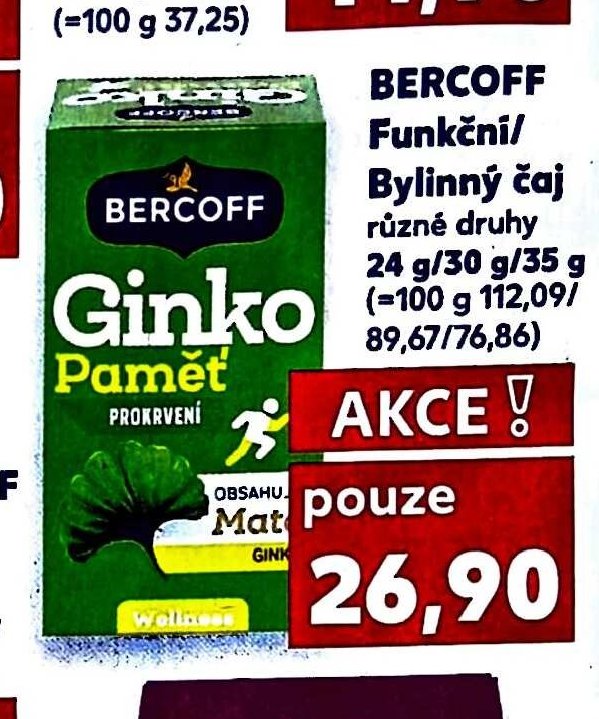 Bercoff Funkční/Bylinný čaj Ginko Paměť