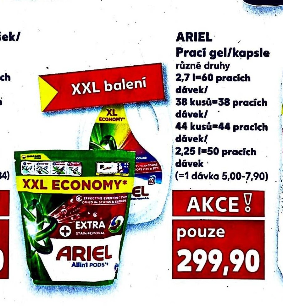 Ariel prací gel/kapsle 2,7 l/38 ks/44 ks