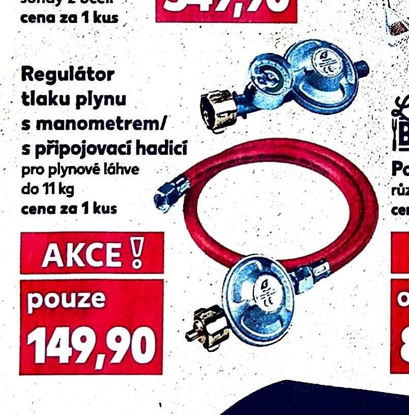 Regulátor tlaku plynu s manometrem/ s připojovací hadicí