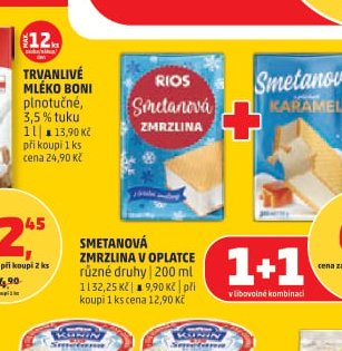 Smetanová zmrzlina v oplatce Rios