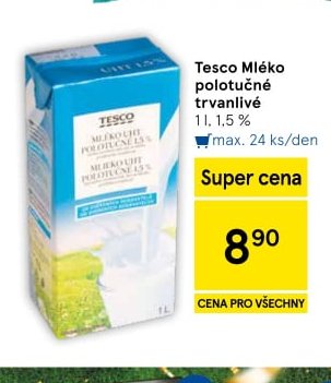 Tesco Mléko polotučné trvanlivé